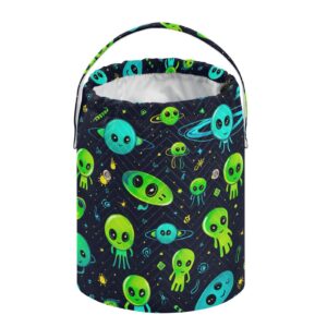 Joko Ivery Space Aliens Crochet Bag Organizer for Crocheting Knitting Bag Yarn Storage Organizer with Front Compartments Knitting Tote Basket for Knitting Needles Gifts Crochet Hooks Accessories