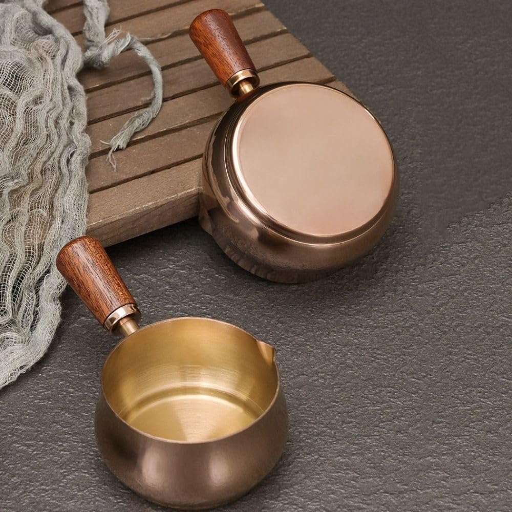 Mini Sauce Pan Wooden Handle 60ml/120ml/180ml Reusable 304 Stainless Steel Butter warmer Milk Warmer, Chocolate Melting Pot(60ml,silver)