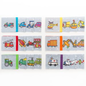 lalikul fabric transport & vehicles, 100% cotton charm packs, 42 different motifs, fat quarters, ideal for quilts, sewing, blankets, i spy games for kids, 5" x 5" squares.