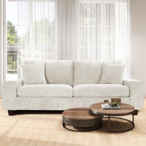 czpalo 71.25" chenille sofa couches for living room, 2 seater sofa with 2 pillows, small modern loveseat couch for small spaces, office (beige, 71.25 inches)