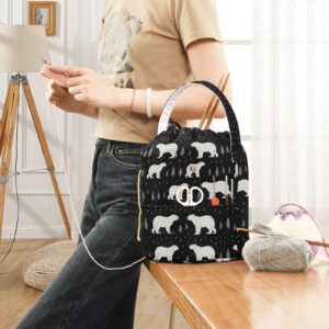 Joko Ivery Polar Bear Black Crochet Bag Organizer for Crocheting Knitting Bag Yarn Storage Organizer with Front Compartments Crochet Tote for Knitting Needles Gifts Crochet Accessories Hooks