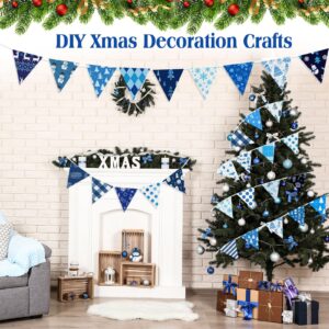 Hicarer 100 Pcs 5 x 5 Inch Christmas Cotton Fabric Square Winter Blue White Quilting Fabric Bundles Patchwork Snowflake Reindeer 25 Styles Christmas Printed Fat Quarter for Xmas Sewing DIY Crafts