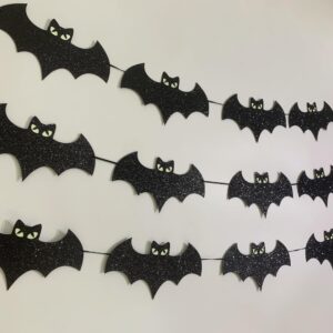 Tinbax Halloween decorations - Glow Eyes Bats Banner for Halloween Bats Decor (Pre-Strung)