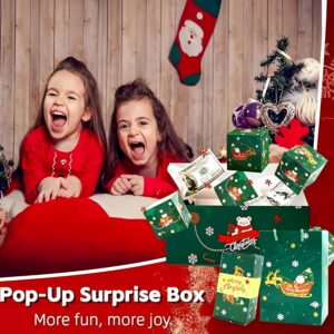 Surprise Gift Box Explosion for Money, Unique Folding Bouncing Surprise Gift Box Explosion, Christmas Cash Explosion Luxury Surprise Box Gift Box (Green Christmas)