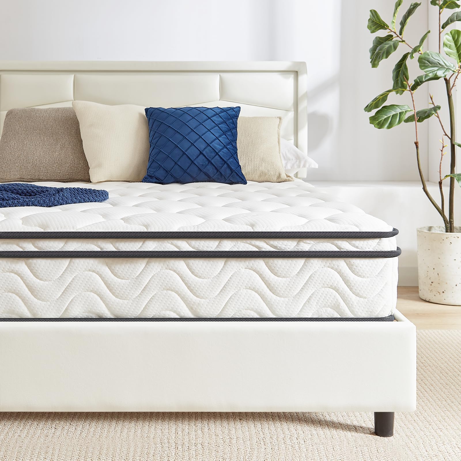 ONBRILL Full Size Mattress, 12 Inch Hybrid Mattress with Gel Memory Foam,Non-Fiberglass, Medium Firm Soft and Comfort White Mattress,CertiPUR-US