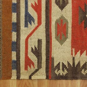 RamVicraft 6x9 Kilim Wool Jute Rug, Natural Handmade Area Rug for Bedroom, Living Room, Dining Room, Hallway, Office, Kitchen, Entryway Carpet for Decorative Use (D-1)