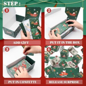 Surprise Gift Box Explosion for Money, Unique Folding Bouncing Surprise Gift Box Explosion, Christmas Cash Explosion Luxury Surprise Box Gift Box (Green Christmas)