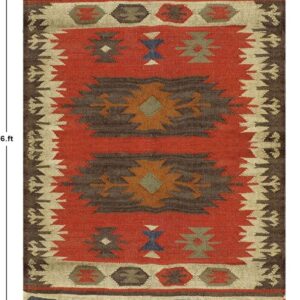 RamVicraft 6x9 Kilim Wool Jute Rug, Natural Handmade Area Rug for Bedroom, Living Room, Dining Room, Hallway, Office, Kitchen, Entryway Carpet for Decorative Use (D-1)