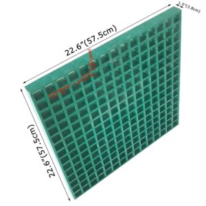 Banfluxion 22.6"x22.6" Fiberglass Floor Grating FRP Grating 0.5 tons Bearing Capacity Green 1.5" Thickness