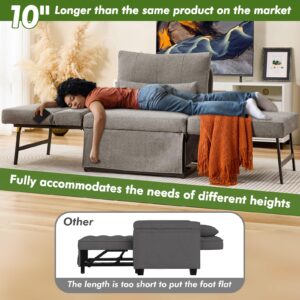 ZZW Sleeper Chair Bed Upgrade 4-in-1 to 5-in-1 Convertible Multi-fuction Sofa Bed Chair w/Adjustable Backrest Assembly-Free Linen Folding Sofa Ottoman Bed Chair for Living Room Apartment (Light Grey)