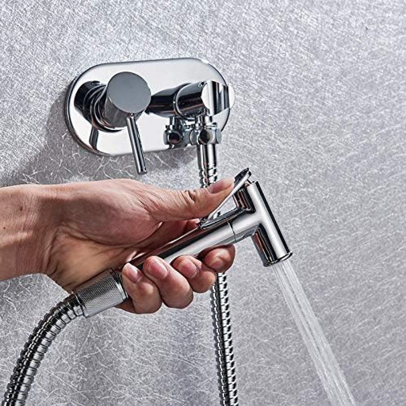 Handheld Bidet Toilet Sprayer Head Brass Chrome Portable Bidet Shower Set Wall Mounted Hot Cold Water Bidet Mixer Faucet