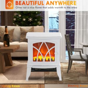 HOMCOM Electric Fireplace Stove, 18" Freestanding Fireplace Heater with Realistic Flame, Overheating Protection, Portable, 750W/1500W, White