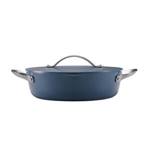 Tramontina Fiora 4.25-Quart Multipurpose Ceramic Non Stick Cooking Pan with Lid, Blue