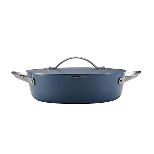 Tramontina Fiora 4.25-Quart Multipurpose Ceramic Non Stick Cooking Pan with Lid, Blue