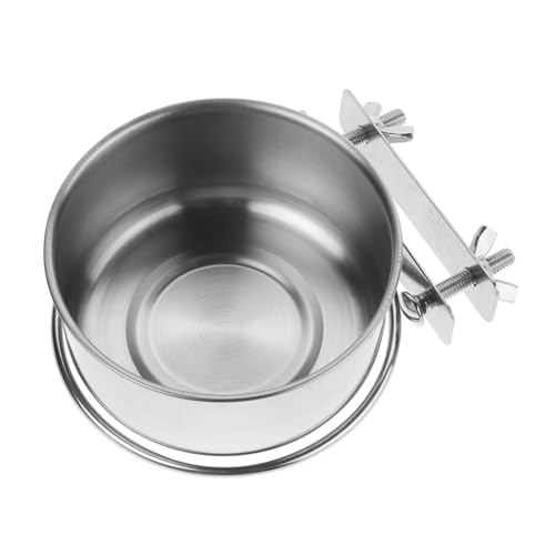 Sosoport Wall Mounted Dog Bowl Dog Bowls with Clamp Holder Small Cat Dishes Bird Feeder Cage Hanging Pet Bowl Puppy Water Bowl Hanging Cage Dog Bowls Kennel Bowls Silver Stainless Steel