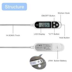 YUELER Read Digital with Clip Measure and Temperature for Baking Cooking