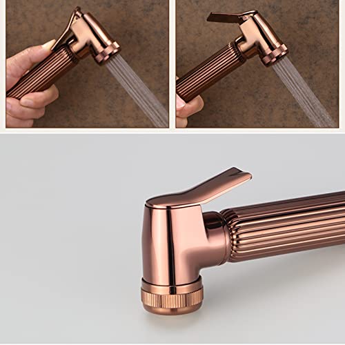 MINJING Bidet Sprayer Kit for Toilet Rose Gold Single Handle Bidet Tap Sprayer Wall Mounted Cold Water Faucet Single Hole Bathroom Bidet Shower