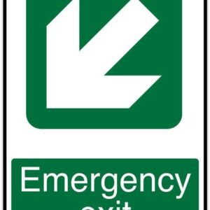 Emergency Exit Down Left Retro Vintage Sign Home Bar Pub Kitchen Restaurant Wall Deocr Plaque Signs 12X8Inch