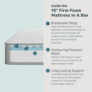 Beauty Sleep Midnight Slumber Firm 10" Queen Foam Mattress in a Box, Cooling, Breathable, and Pressure Relieving - 100 Night Trial, CertiPUR-US Certified and 10 Year Limited Warranty