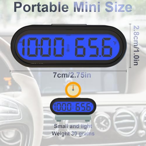 YUELER 2 in1 Convenient Car Digital Clock Convenient Accurate Dashboard Clocks Blue Digital Clock