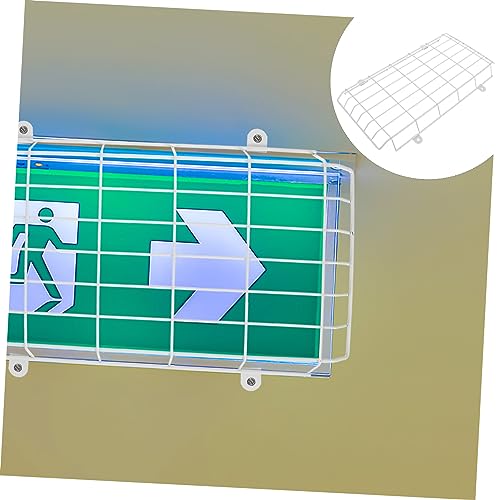 BEBEMOKO Exit Light Commercial Emergency Light Wire Cages Corded Emergency Light Emergency Light Protection Cover Protectors Wall Mounted Emergency Light Wire Cover The Wire Sign Iron White