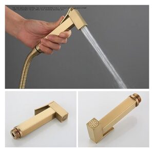 Brass Bidet Faucet Handheld Toilet Bidet Sprayer Sanitary Shower Toilet Faucet Single Cold Water Faucet Self Cleaning(Gold)