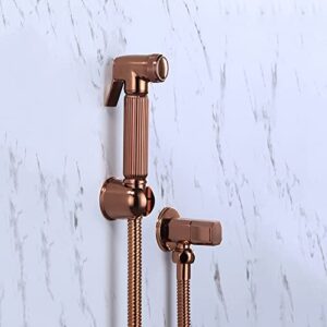 minjing bidet sprayer kit for toilet rose gold single handle bidet tap sprayer wall mounted cold water faucet single hole bathroom bidet shower