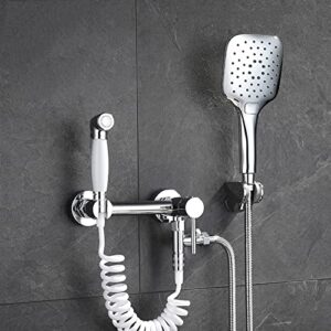 minjing bidet sprayer kit for toilet chrome multifunction wall mounted bidet attachment faucet sprayer kit for toilet single handle bathroom toilet bidet mixer spray kit,b