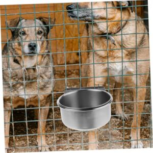 Sosoport Wall Mounted Dog Bowl Dog Bowls with Clamp Holder Small Cat Dishes Bird Feeder Cage Hanging Pet Bowl Puppy Water Bowl Hanging Cage Dog Bowls Kennel Bowls Silver Stainless Steel