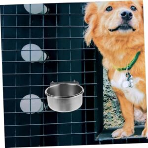 Sosoport Wall Mounted Dog Bowl Dog Bowls with Clamp Holder Small Cat Dishes Bird Feeder Cage Hanging Pet Bowl Puppy Water Bowl Hanging Cage Dog Bowls Kennel Bowls Silver Stainless Steel