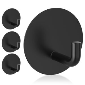 jyifubc adhesive hooks,black towel hooks for bathrooms,wall hooks,waterproof stainless steel sticky hooks for hanging bathroom kitchen home- set of 4