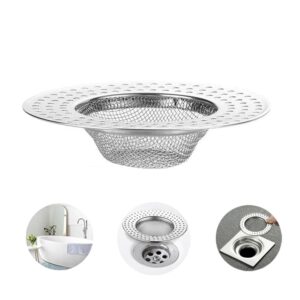 bathtub drain hair catcher, fast drain shower drain hair catcher, stainless steel drain protector for bathroom pop-up drain, kitchen and general drain (4 pcs，outer diameter 3.55in/inner diameter 2in)