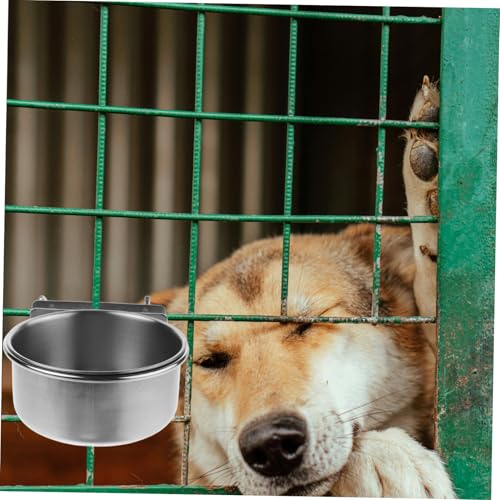 Sosoport Wall Mounted Dog Bowl Dog Bowls with Clamp Holder Small Cat Dishes Bird Feeder Cage Hanging Pet Bowl Puppy Water Bowl Hanging Cage Dog Bowls Kennel Bowls Silver Stainless Steel