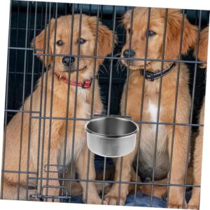 Sosoport Wall Mounted Dog Bowl Dog Bowls with Clamp Holder Small Cat Dishes Bird Feeder Cage Hanging Pet Bowl Puppy Water Bowl Hanging Cage Dog Bowls Kennel Bowls Silver Stainless Steel