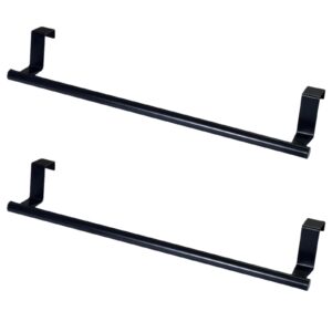 2-pcs over cabinet towel bar - convenient durable electroplated stainless steel kitchen towel rack for cabinet doors, two-pack black 14.37"