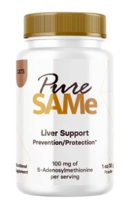 medsmehappy pure sam-e 100 mg liver support for cats, chicken flavored 30g 1oz powder, scoop inside