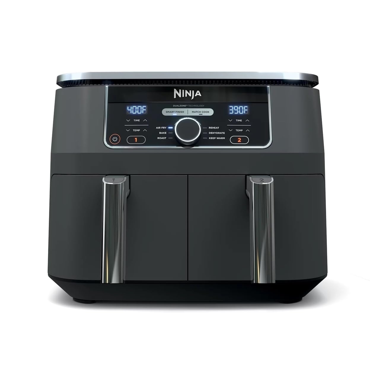 Ninja Foodi AD150 8 Quart 6 in1 DualZone 2-Basket Air Fryer with 2 Independent Frying Baskets, Match Cook & Smart Finish to Roast, Broil, Dehydrate & More for Quick, Easy Meals, Black