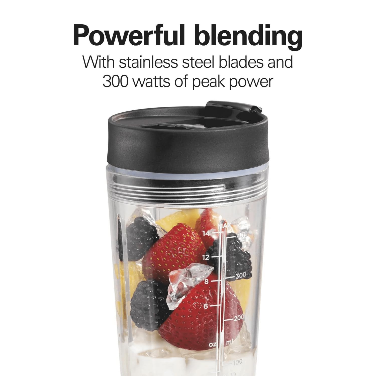 Personal Blender for Shakes and Smoothies with Leak-Proof Travel Lid, Stainless Steel Blades, 14 oz. Jar, black, 51190F