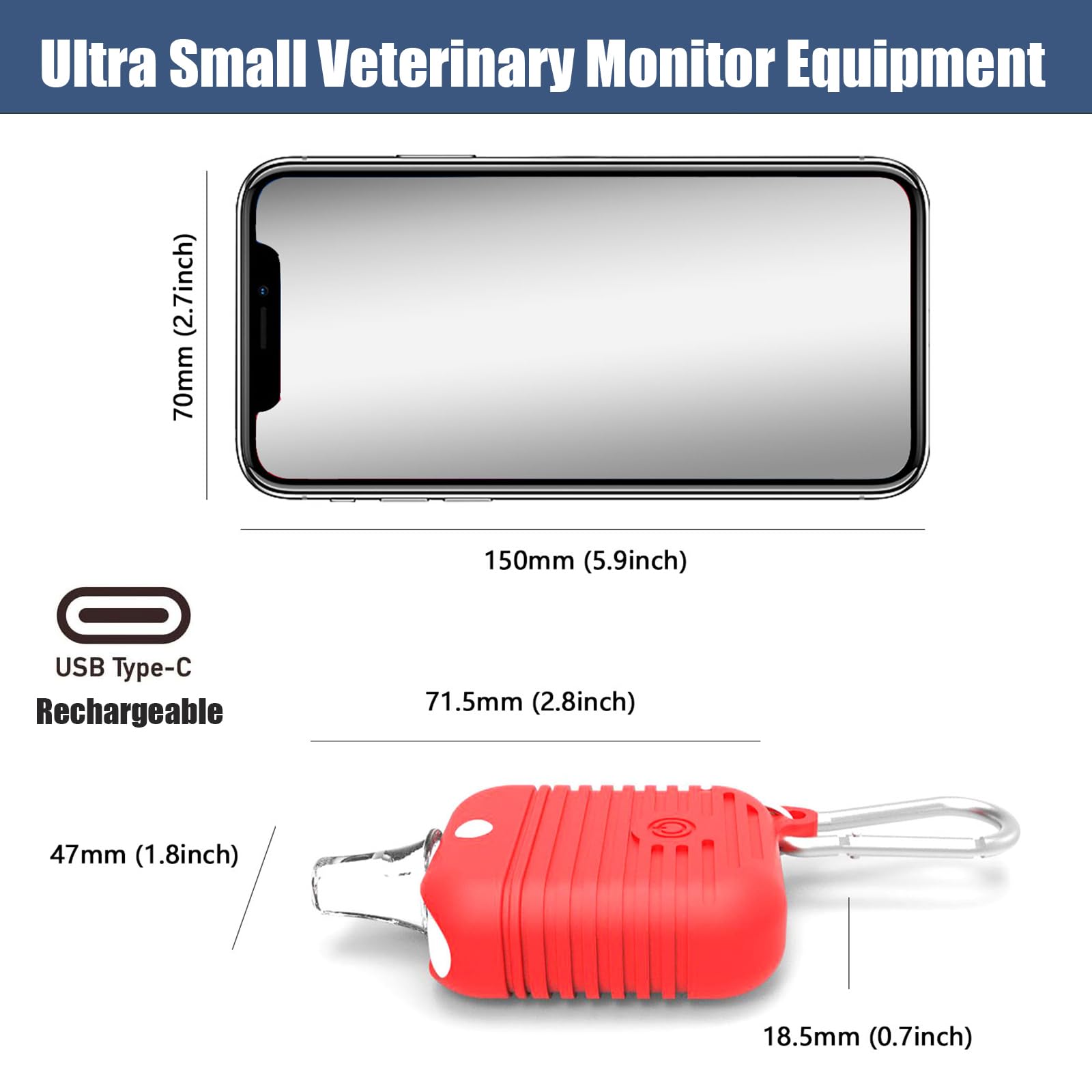 Veterinary Monitor for Dogs, Rechargeable Spo2 Oximeter Monitor for Cats, ECG Monitor Equipment for Pets, Portable Non-Contact Digital Thermometer,Easy Operation & BLE4.0 Connection