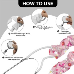 Gomyblomy Daisy Pink Ribbon Stethoscope Cover Pink Stethoscope Cover Scrunchie Stretchy Stethoscope Cover Sleeves for Nurse Doctors 2 Pack Stethoscope Accessories