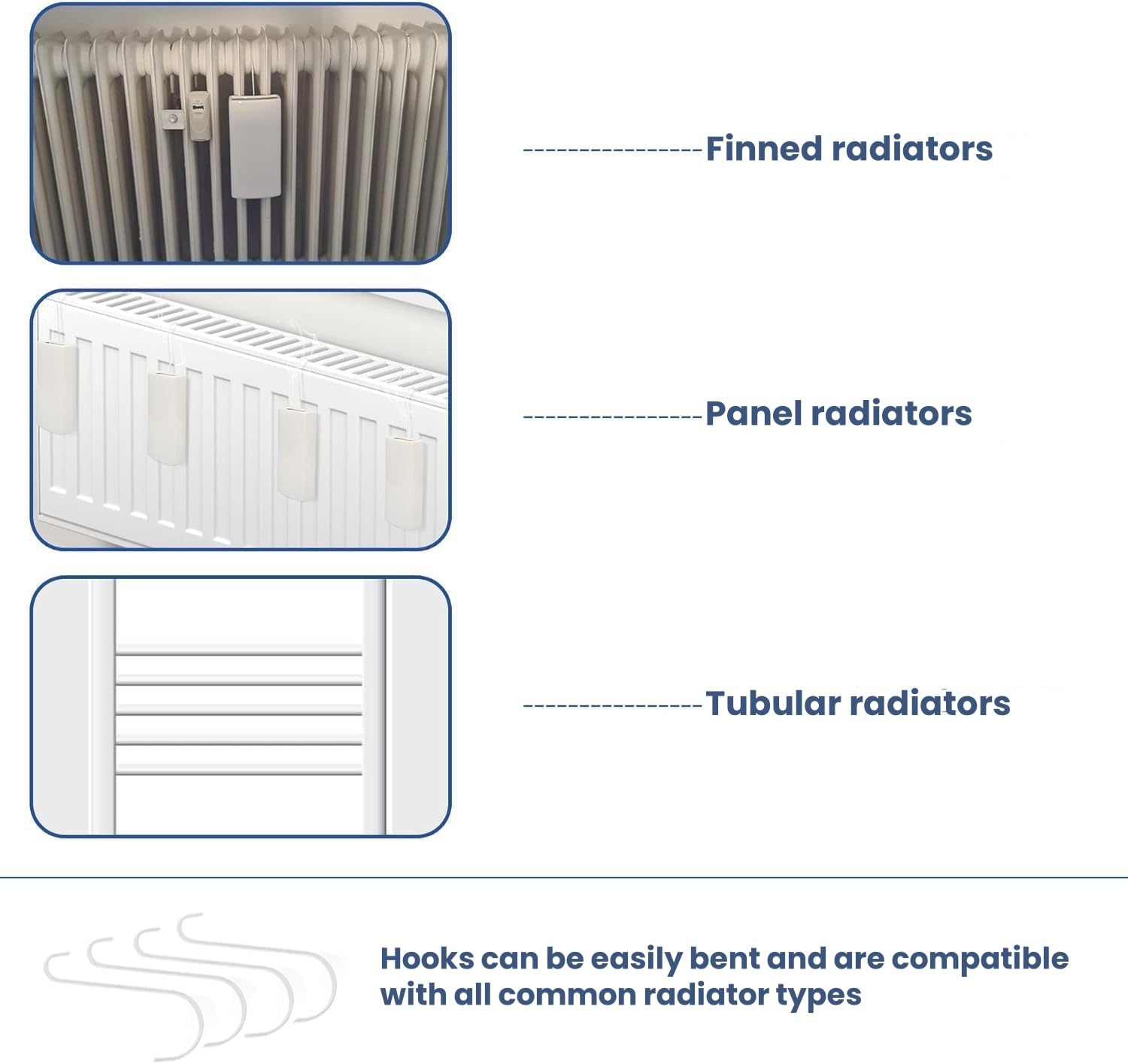 4 Pieces White Ceramic Radiator Hanging Humidifier Set，Controls Dry Air Moisture Humidity with Free Hanging S Hooks，Eco Friendly No Electricity Required, Easy to Clean (Ceramic White)