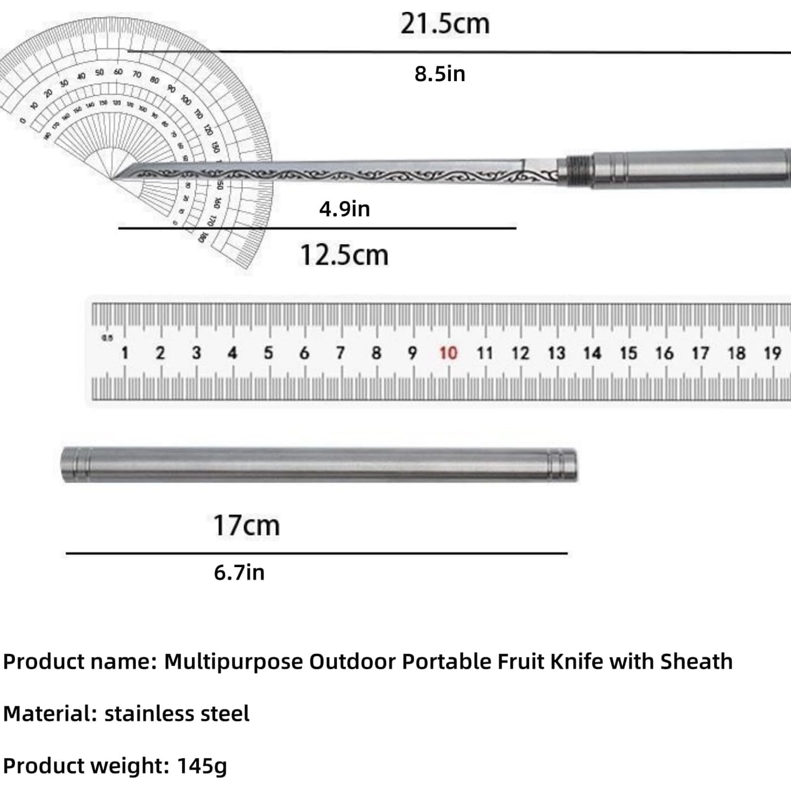 2pcs Fruit Knifes - Multipurpose Outdoor Portable Fruit Knife with Sheath, Stainless Steel Blade, All Steel Solid Handle for Home Use, Outdoor Camping