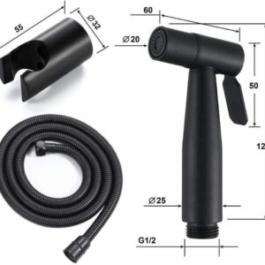 YYXCXXIZ Bidet Hand Held Bidet Sprayer Stainless Steel Spraye Bidet Shower Head with Hose and Bracket Holder - Black Toilet Spray Gun Set Stainless Steel Women's wash Faucet 1.5 Meter Stainless Steel