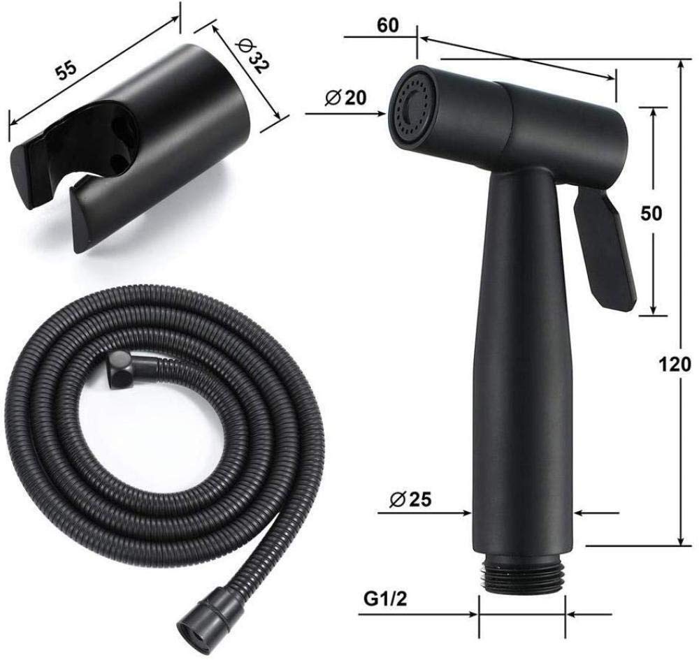 YYXCXXIZ Bidet Hand Held Bidet Sprayer Stainless Steel Spraye Bidet Shower Head with Hose and Bracket Holder - Black Toilet Spray Gun Set Stainless Steel Women's wash Faucet 1.5 Meter Stainless Steel