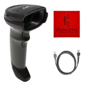 DS4308 Zebra Symbol Barcode Scanner Bundle - Omnidirectional, Corded, Handheld, Standard Range - 1 Year Warranty - with New USB Cable & Microfiber Cleaning Cloth (Renewed)