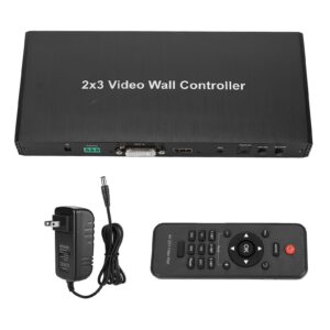 2x3 Video Wall Controller, HD Multimedia Interface DVI RS232 Input 1080P HD Seamless Splicing Professional Processor, 1080P Video Wall Controller (US Plug)