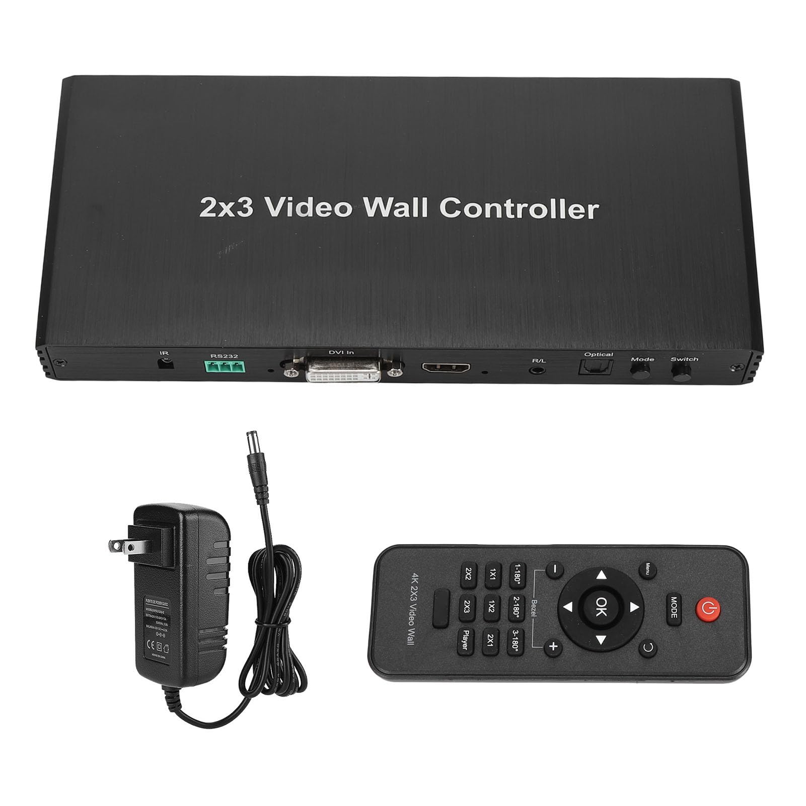 2x3 Video Wall Controller, HD Multimedia Interface DVI RS232 Input 1080P HD Seamless Splicing Professional Processor, 1080P Video Wall Controller (US Plug)