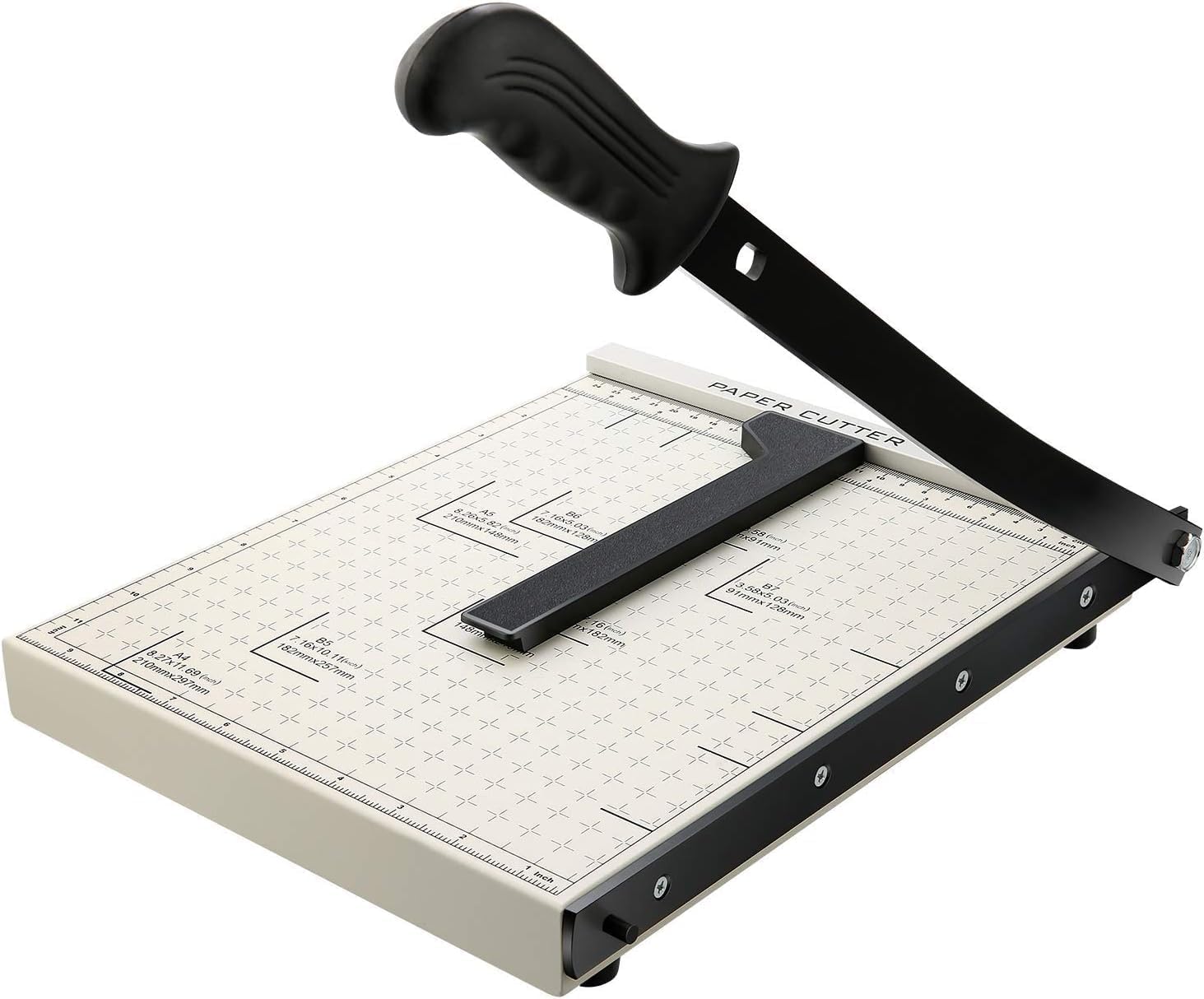 Paper Cutter for Cardstock Heavy Duty 12 inch, 12" Cut Length Guillotine Paper Trimmer for Cardstock Metal Base, 12 Sheets Capacity, for Home Office Classroom School, raw White