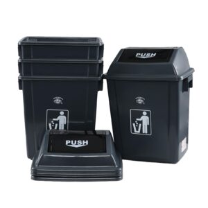 Esdiplot 4 Packs 5 Gallon Plastic Trash Can with Swing Lid, Garbage Bin Waste Basket for Home and Office