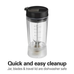 Personal Blender for Shakes and Smoothies with Leak-Proof Travel Lid, Stainless Steel Blades, 14 oz. Jar, black, 51190F